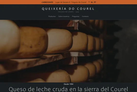 Portada de la web de Queixería do Courel