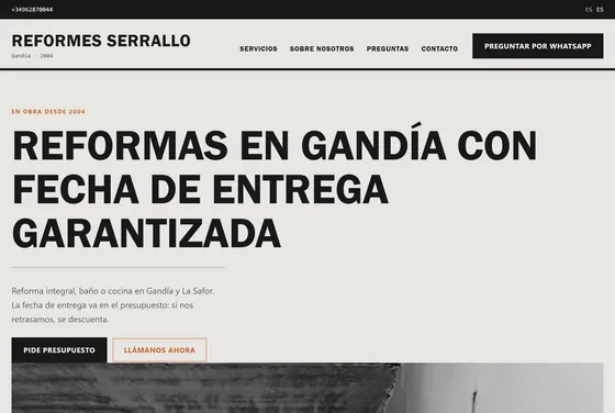 Portada de la web de Reformes Serrallo