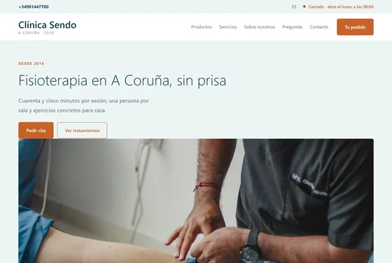 Portada de la web de Clínica Sendo